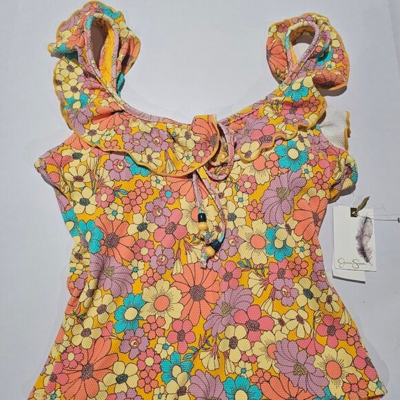 Jessica Simpson Floral Rendevous Ruffled-Neck Swimsuit - Picture 6 of 13
